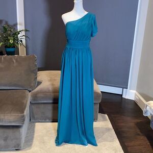 Women’s One Shoulder Chiffon Full Length Prom Party Formal Dress Size S